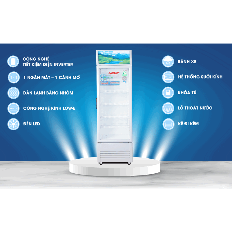 Tủ mát Sanaky inverter 308 lít VH-308K3L 1 cánh, dàn nhôm